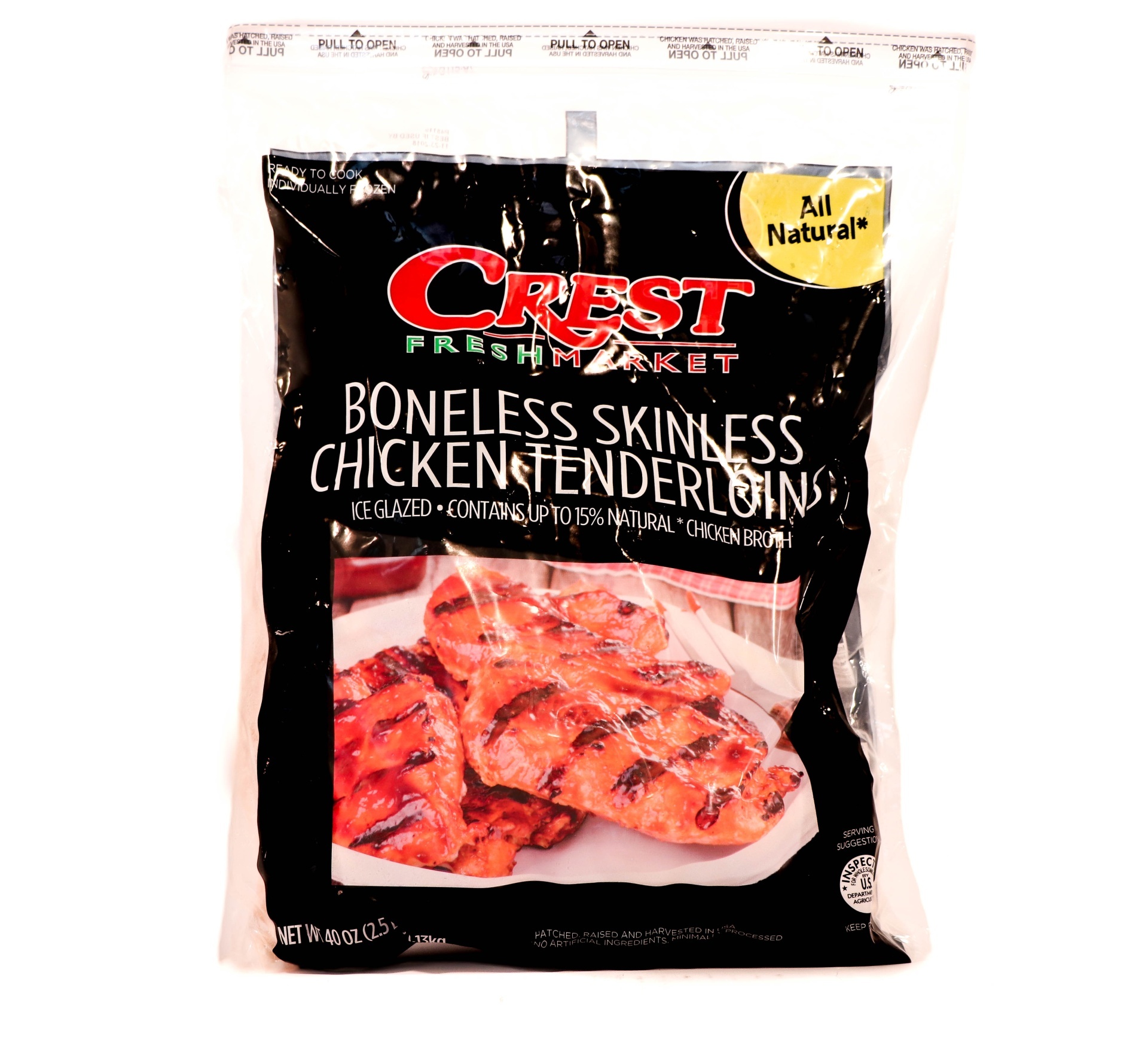 slide 1 of 1, Crest Foods Crest Boneless Skinless Chicken Tenderloins, 2.5 lb