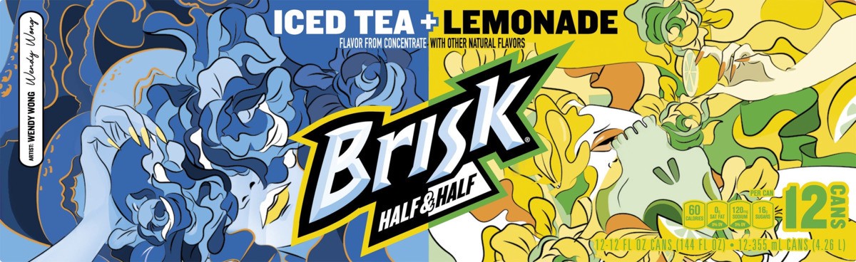 slide 4 of 6, Brisk Half & Half Iced Tea + Lemonade 12 Fl Oz 12 Count, 144 oz