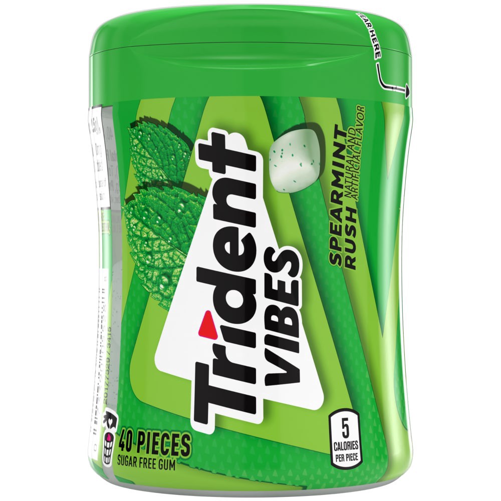slide 2 of 4, Trident Vibes Sugar Free Spearmint Rush Gum 40 Pieces, 40 ct