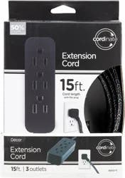 Cordinate 3-Outlet Grounded Extension Cord Black Heather