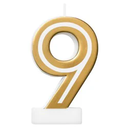 American Greetings Gold Birthday Number Candle - Number 9