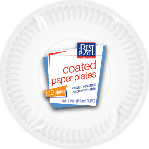 slide 1 of 1, Best Yet Coated White Plates, 100 ct