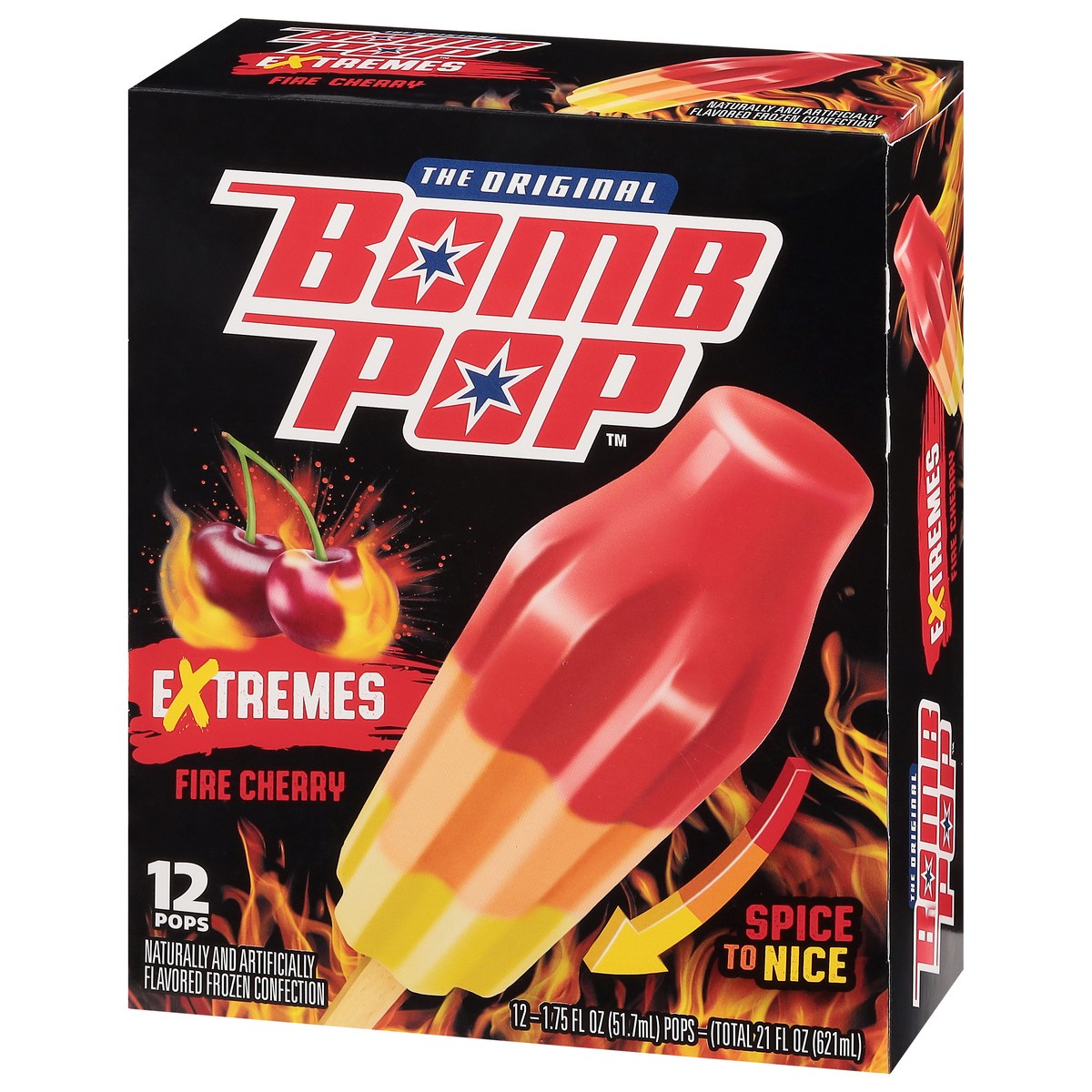 slide 11 of 12, Bomb Pop Extremes Fire Cherry Ice Pops, 12 Pack, 21 fl oz