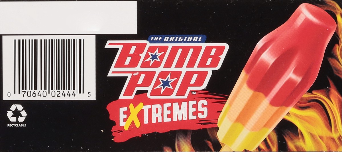 slide 9 of 12, Bomb Pop Extremes Fire Cherry Ice Pops, 12 Pack, 21 fl oz