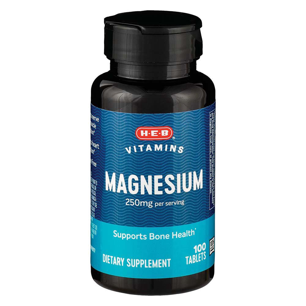 slide 1 of 1, H-E-B Vitamins Magnesium 250 mg Tablets, 100 ct