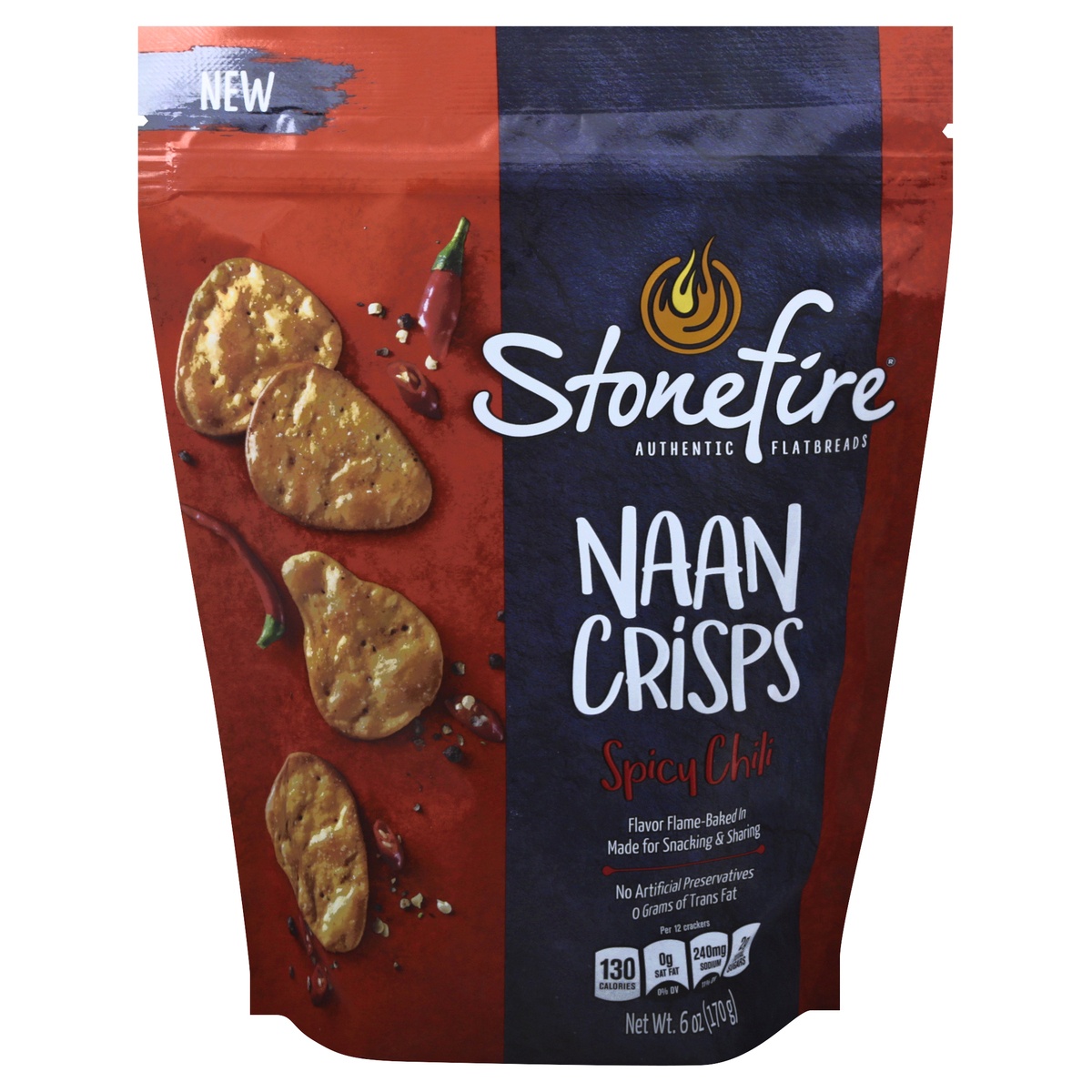 slide 1 of 1, Stonefire Crisp Naan Spicy Chili, 6 oz