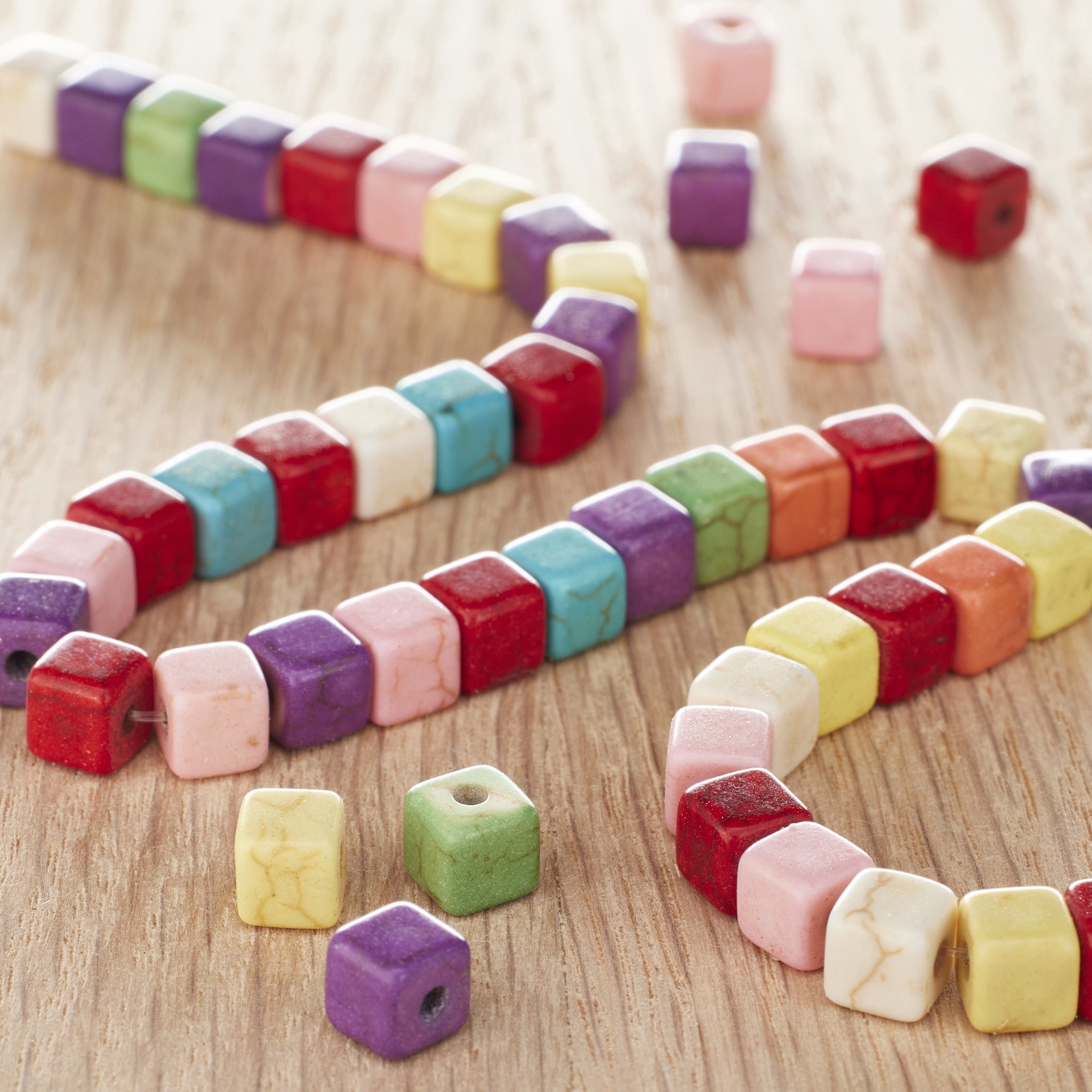 slide 2 of 3, Multicolor Howlite Cube Beads By Bead Landing, 5mm, 5 mm