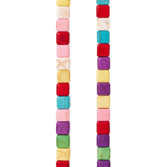 slide 1 of 3, Multicolor Howlite Cube Beads By Bead Landing, 5mm, 5 mm