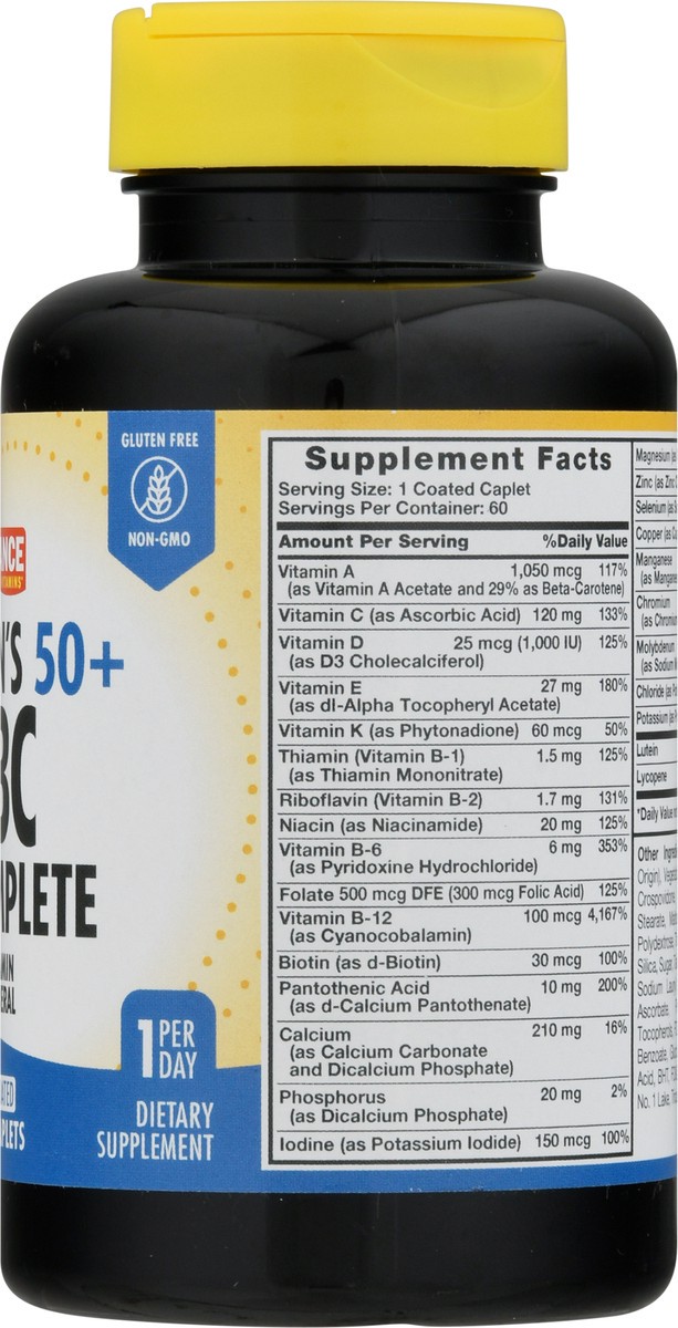 slide 6 of 9, Sundance Vitamins Men's 50+ ABC Complete Multivitamin Multimineral 60 Caplets, 60 ct