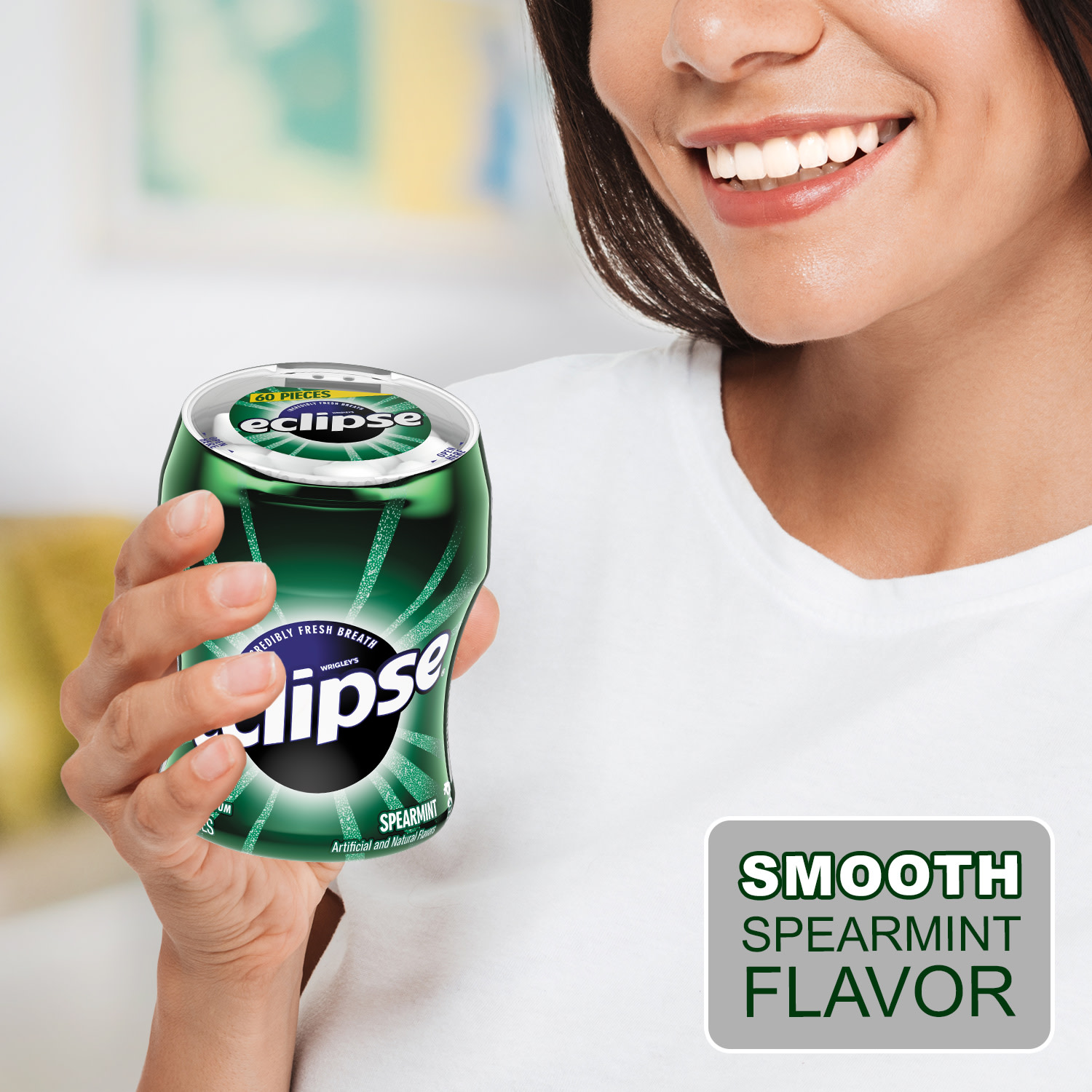 slide 5 of 5, ECLIPSE Spearmint Sugar Free Chewing Gum Bulk Pack, 60 ct Bottle, 60 ct