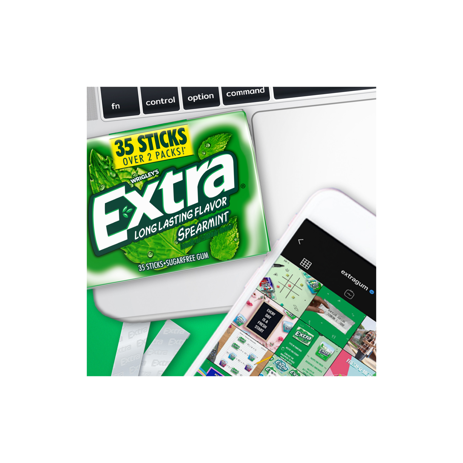 slide 3 of 5, EXTRA Gum Spearmint Sugar Free Chewing Gum Pack, 35 ct, 35 ct