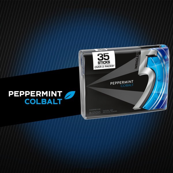 slide 6 of 29, 5 Gum Cobalt Peppermint Sugarfree Gum, 35 ct