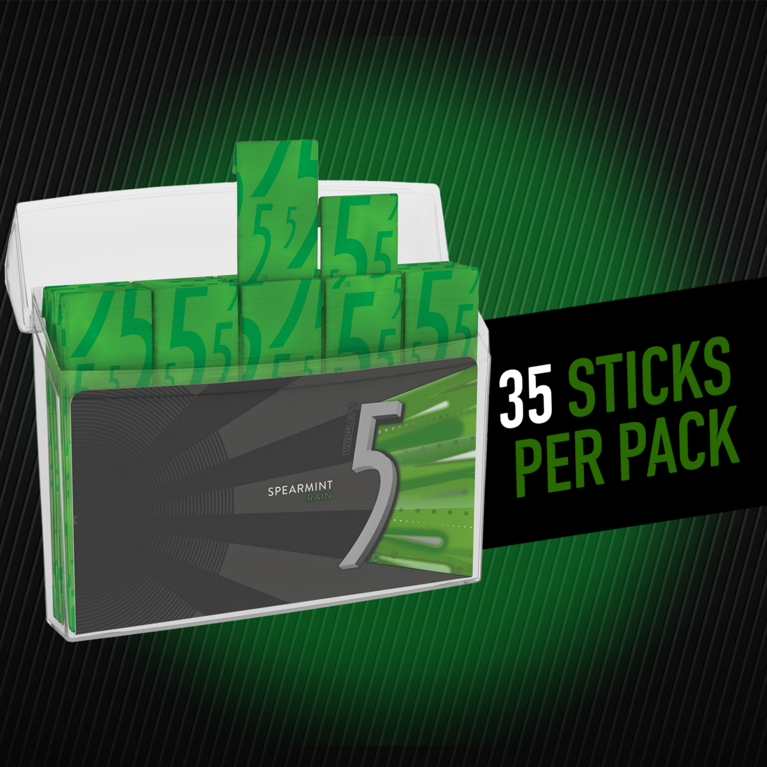 slide 2 of 5, Wrigley's 5 GUM Spearmint Rain Sugar Free Chewing Gum, 35 Stick Pack, 35 ct