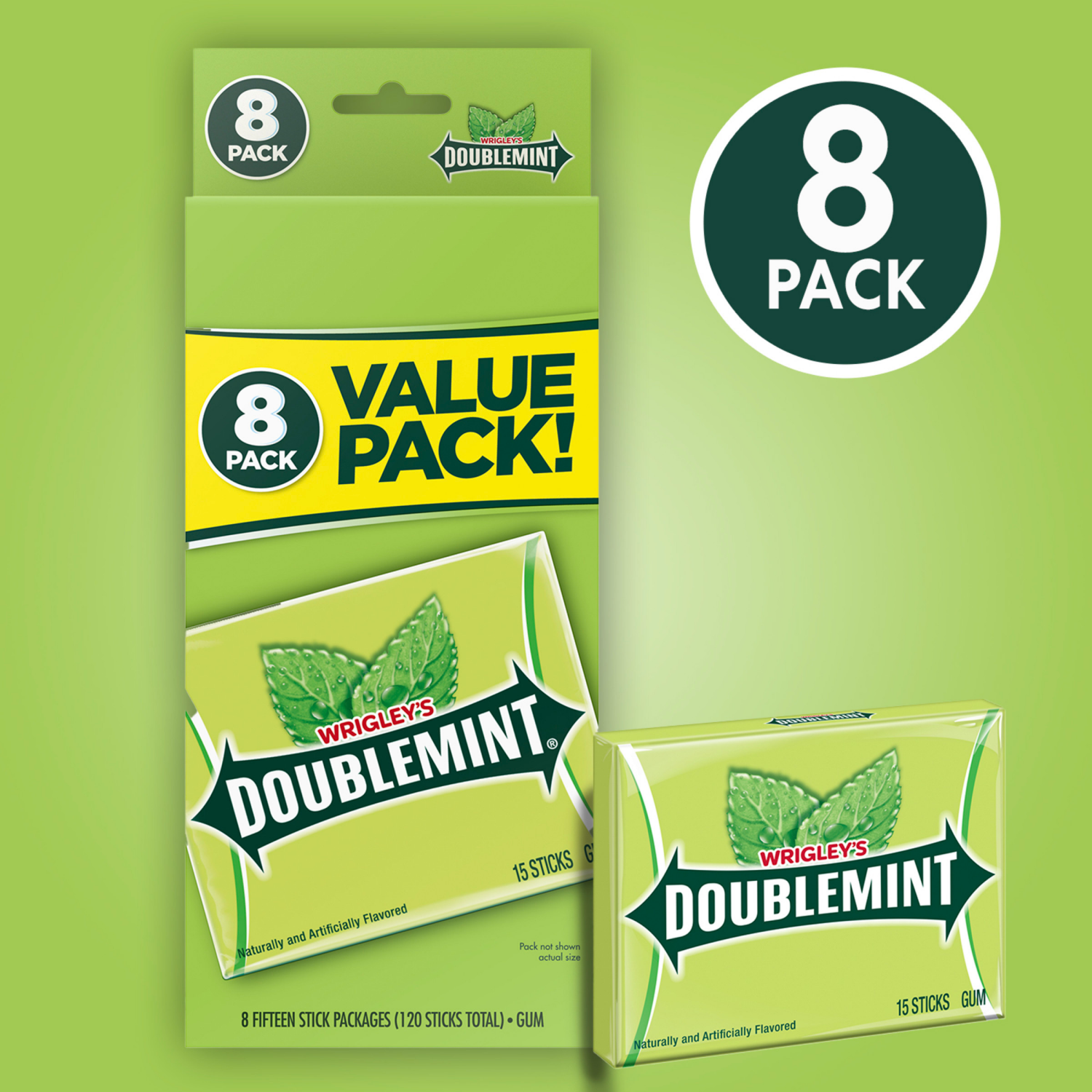 slide 4 of 8, WRIGLEY'S DOUBLEMINT Bulk Chewing Gum, Value Pack, 15 ct (8 Pack), 8 ct