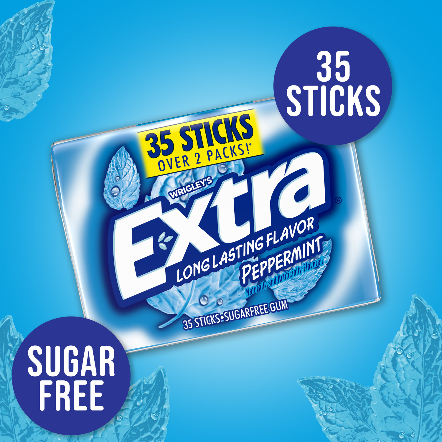 slide 2 of 5, EXTRA Gum Peppermint Sugar Free Chewing Gum, 35 Stick, 35 ct