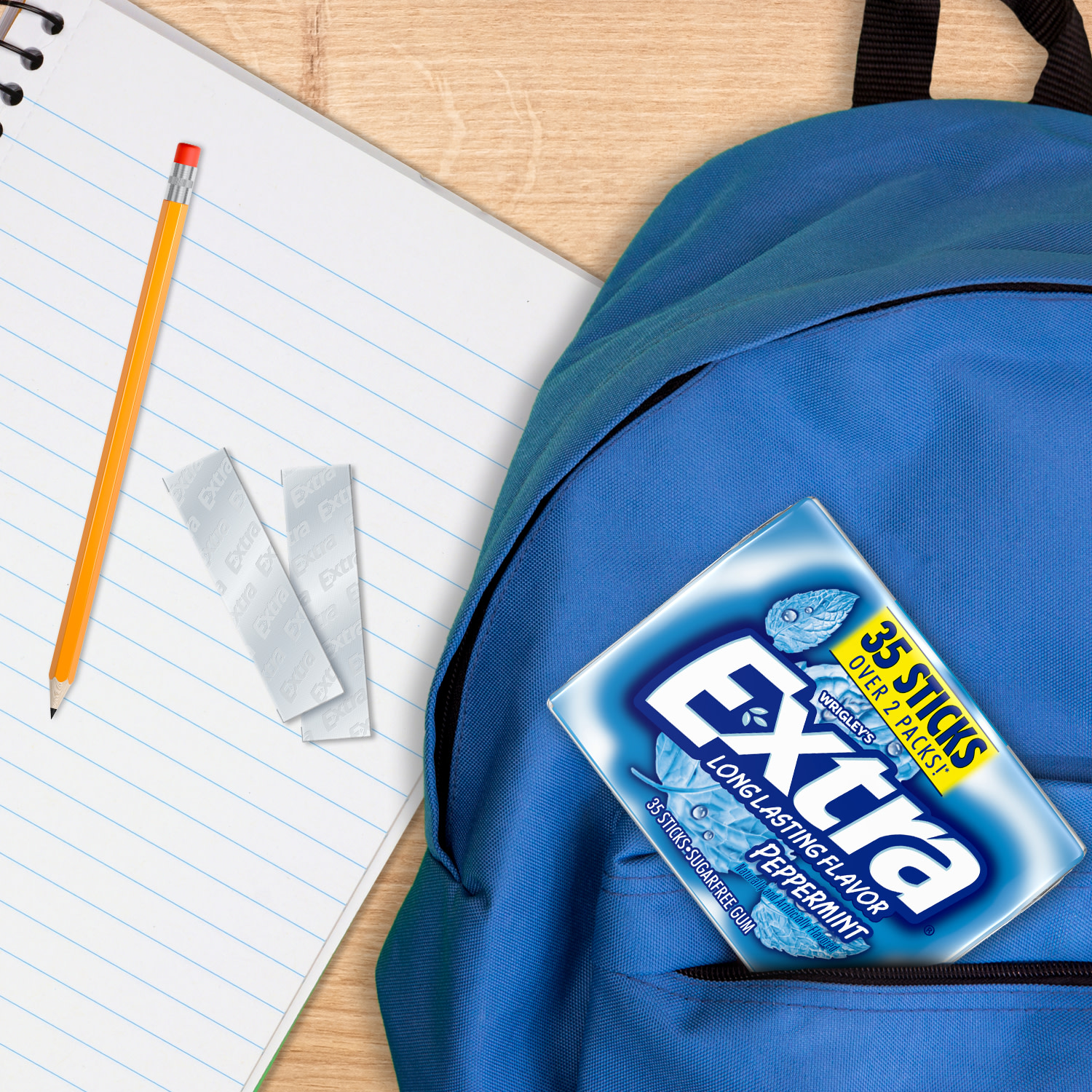 slide 3 of 5, EXTRA Gum Peppermint Sugar Free Chewing Gum, 35 Stick, 35 ct