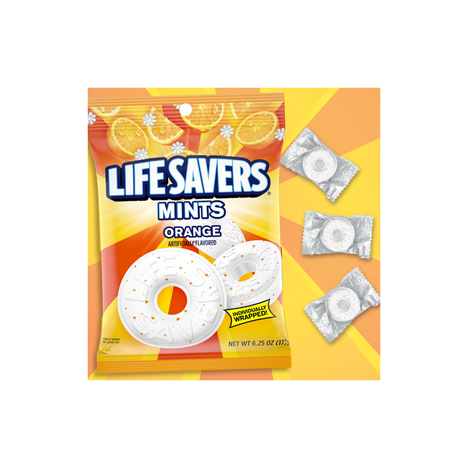 slide 2 of 8, LIFE SAVERS Orange Breath Mints Hard Candy, 6.25 oz Bag, 6.25 oz