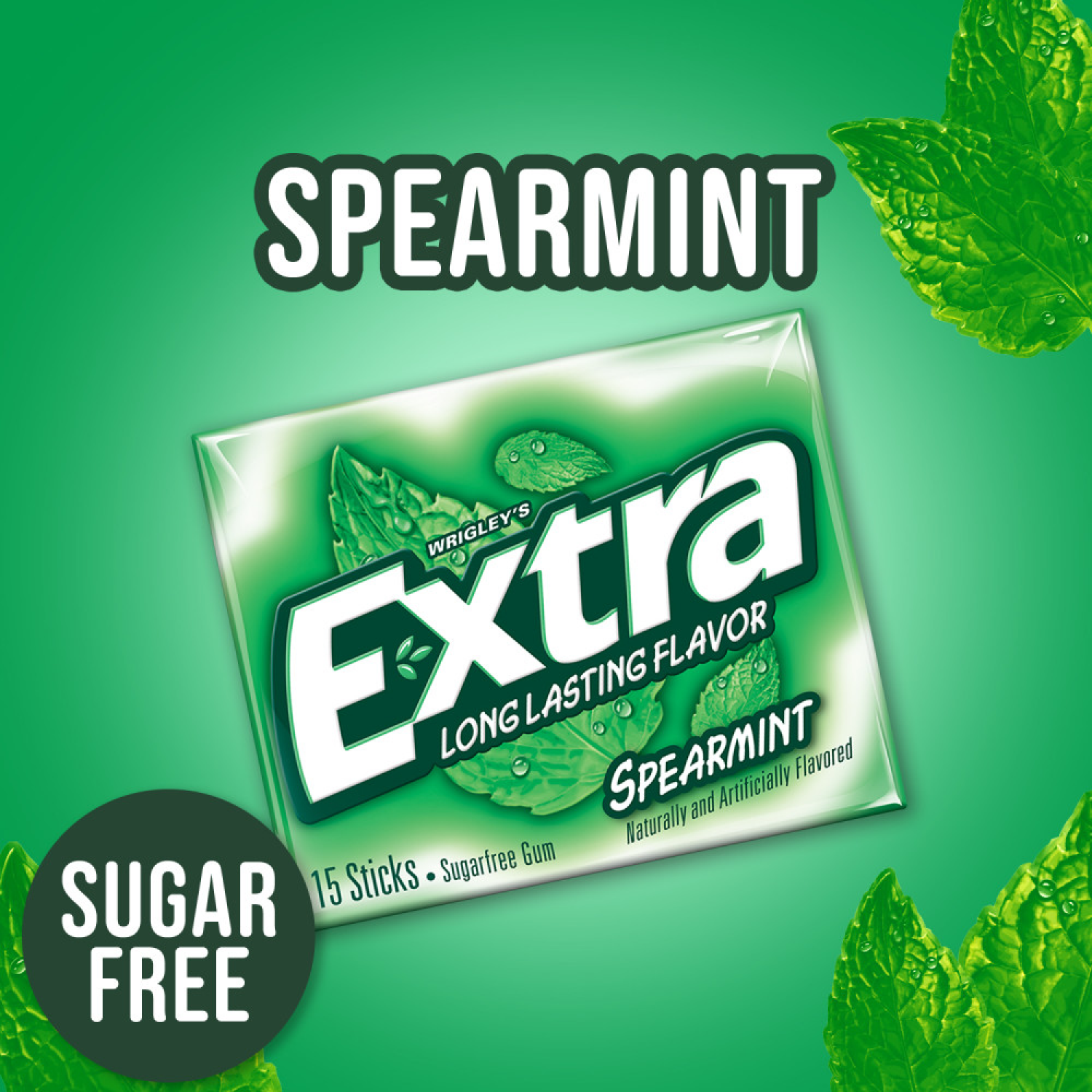 slide 4 of 8, Extra Gum, Sugar Free, Spearmint, 3 Pack, 3 ct