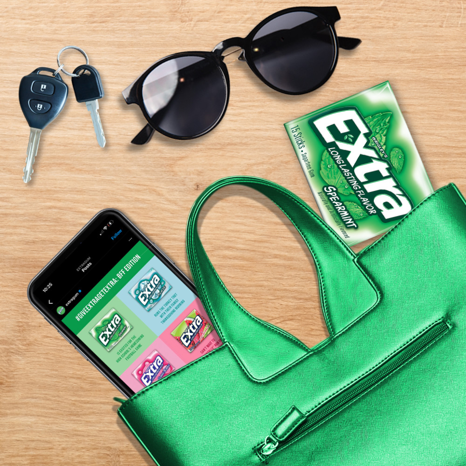 slide 8 of 8, Extra Gum, Sugar Free, Spearmint, 3 Pack, 3 ct