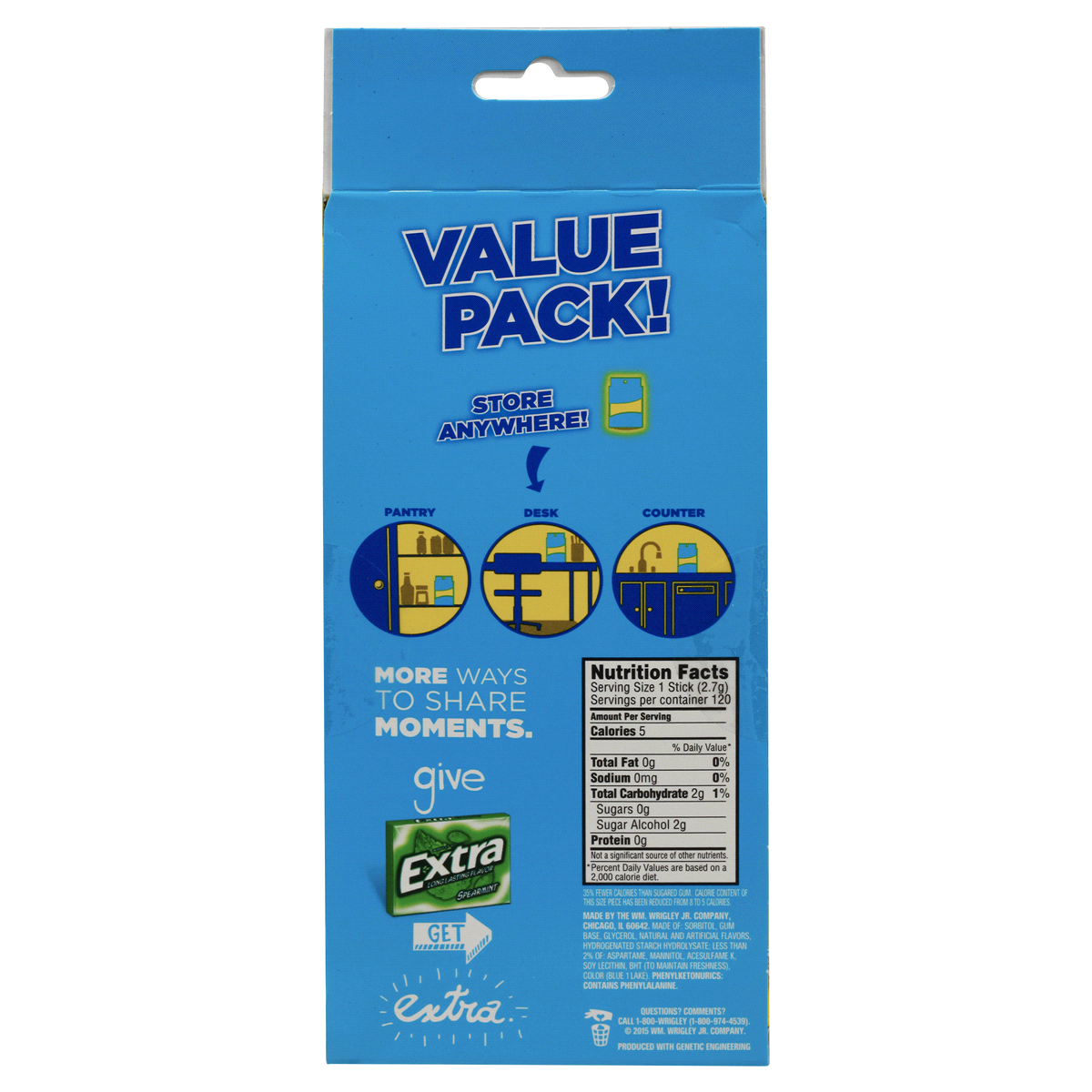 Extra Peppermint Sugar Free Chewing Gum Bulk, 15 ct (8 Pack) 120 pce