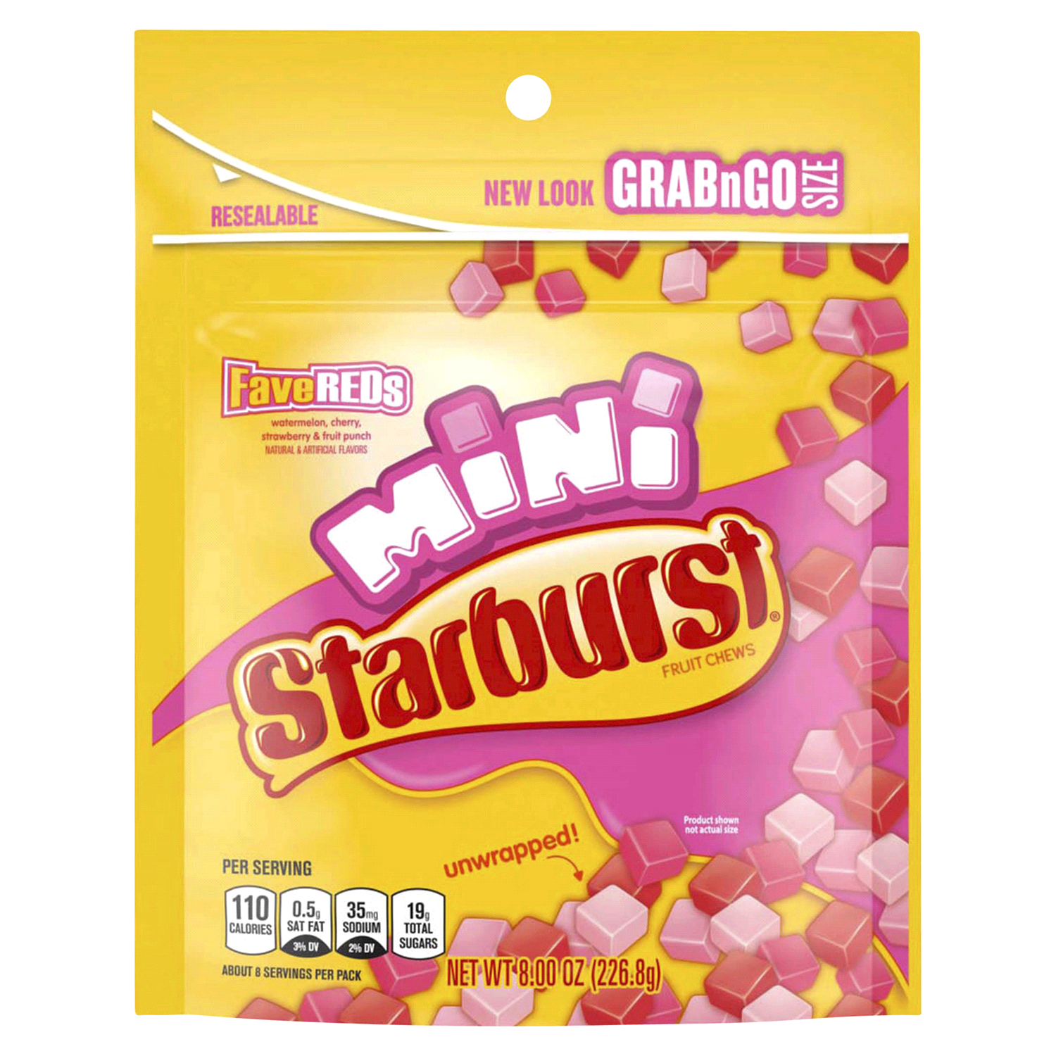 slide 1 of 5, STARBURST FaveREDS Minis Fruit Chews Candy Bag, 8 ounce, 8 oz