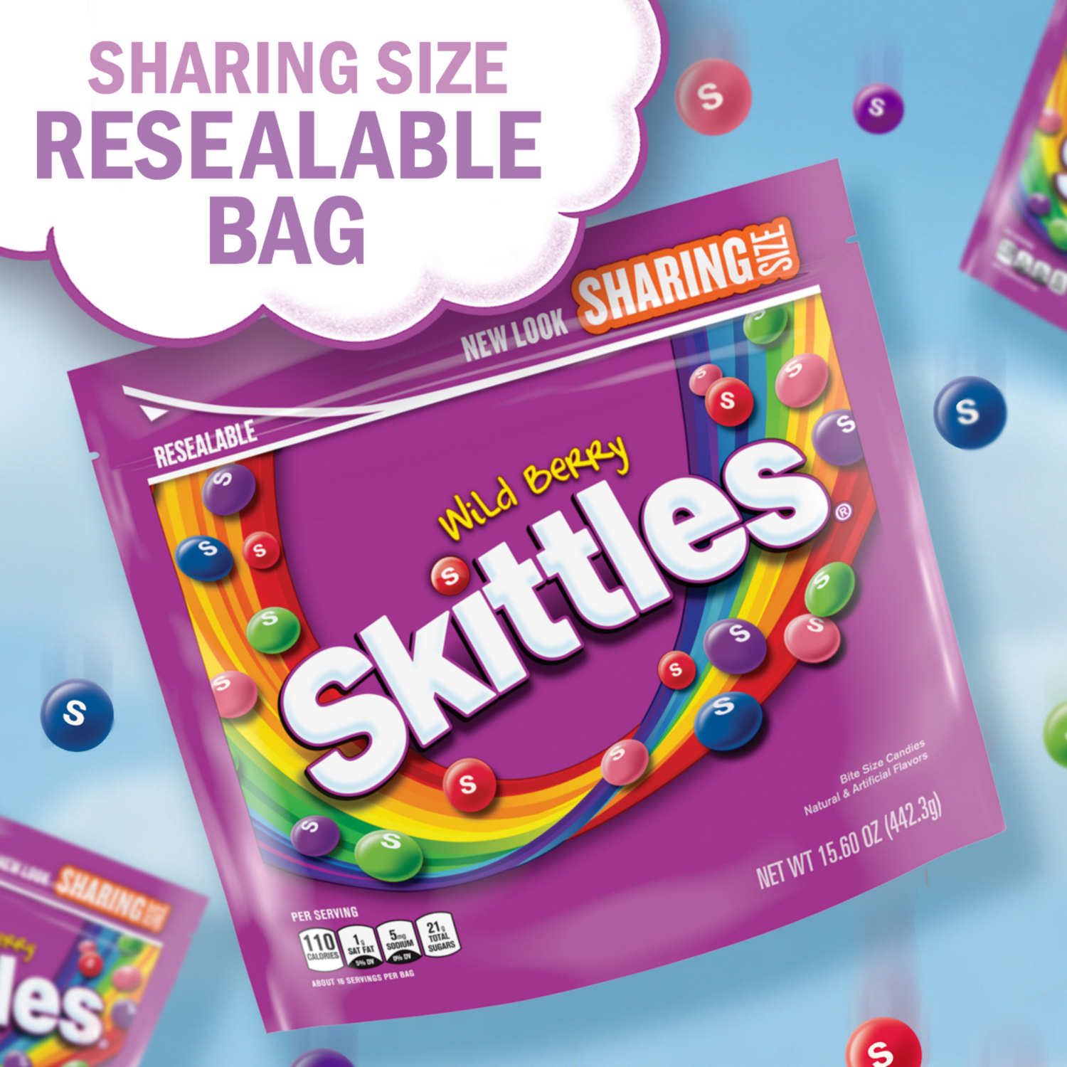 slide 2 of 5, SKITTLES Wild Berry Chewy Candy, Sharing Size, 15.6 oz Bag, 15.6 oz