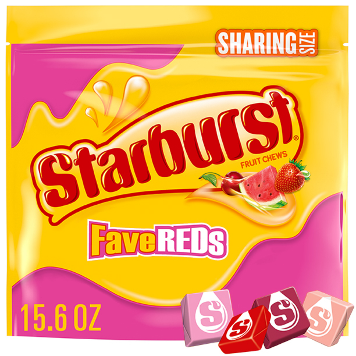slide 1 of 5, Starburst FaveReds Fruit Chews Chewy Candy Sharing Size, 15.6 oz