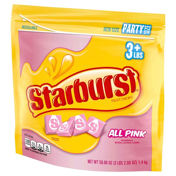 slide 29 of 29, STARBURST All Pink Fruit Chews Chewy Candy, Party Size, 50 oz Bag, 50 oz