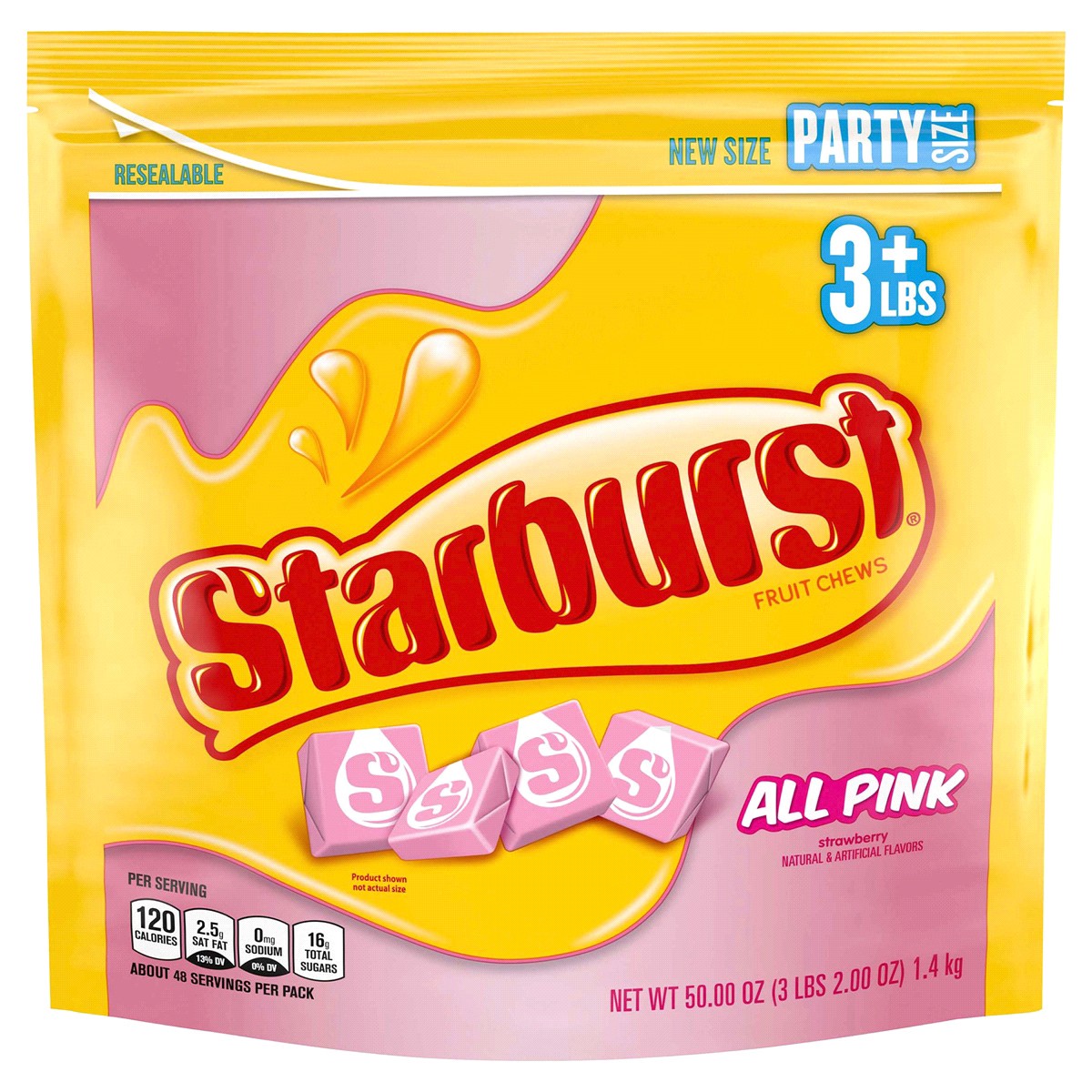slide 7 of 29, STARBURST All Pink Fruit Chews Chewy Candy, Party Size, 50 oz Bag, 50 oz