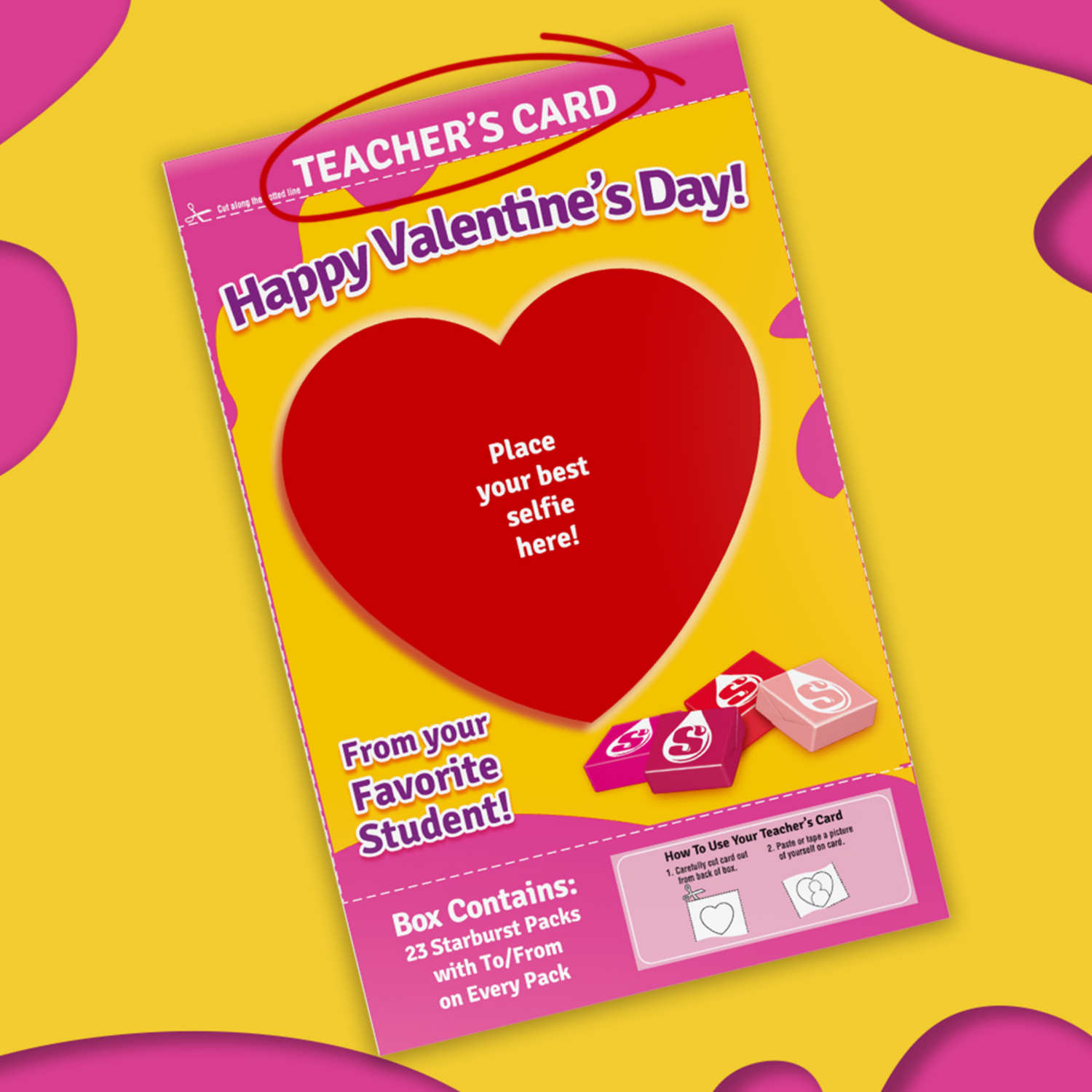slide 3 of 8, STARBURST FaveReds Valentine Class Exchange Kit, Valentines Candy, 8.11 oz, 23 Pieces, 23 ct