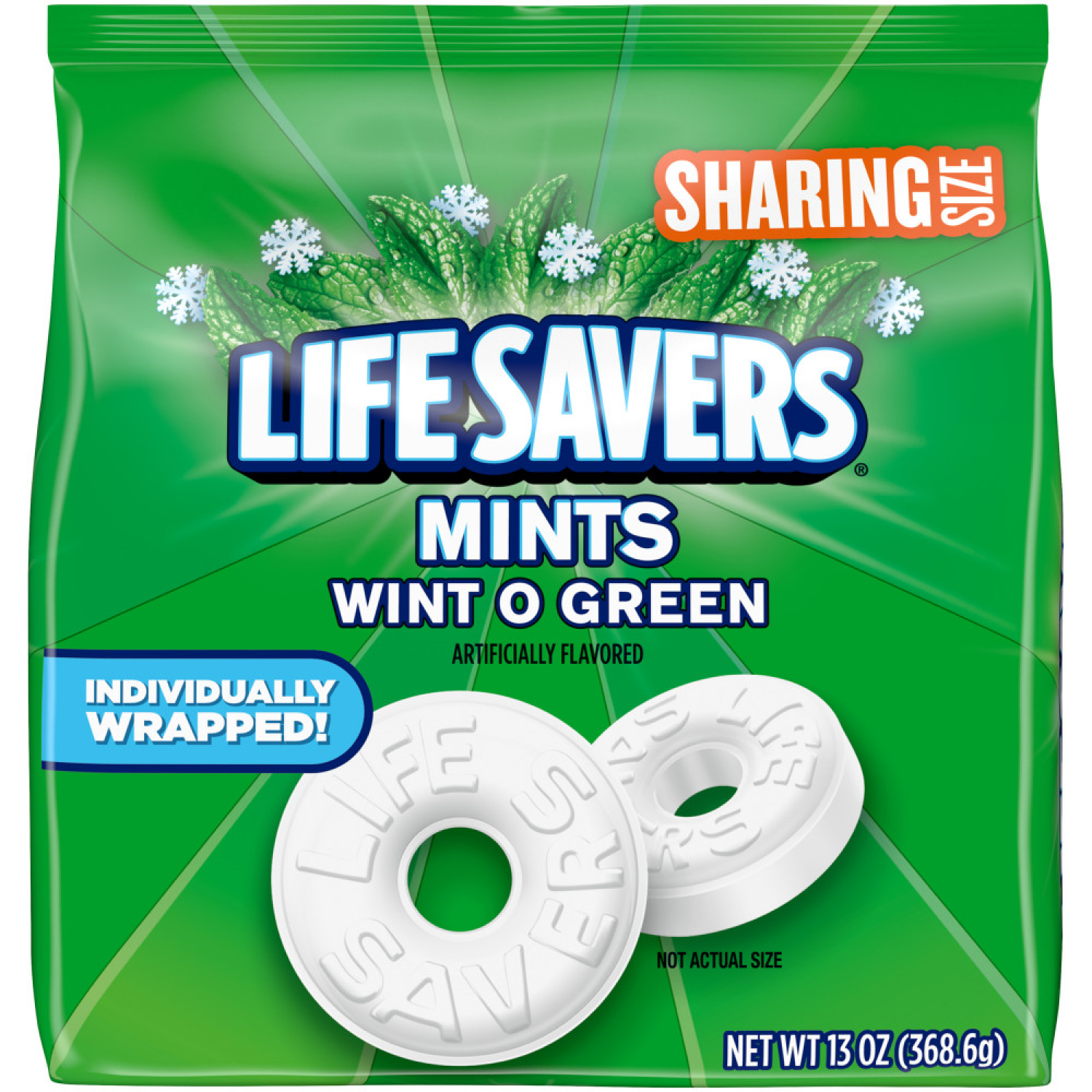 slide 1 of 5, LIFE SAVERS Wint-O-Green Breath Mints Hard Candy, Sharing Size, 13 oz Bag, 13 oz