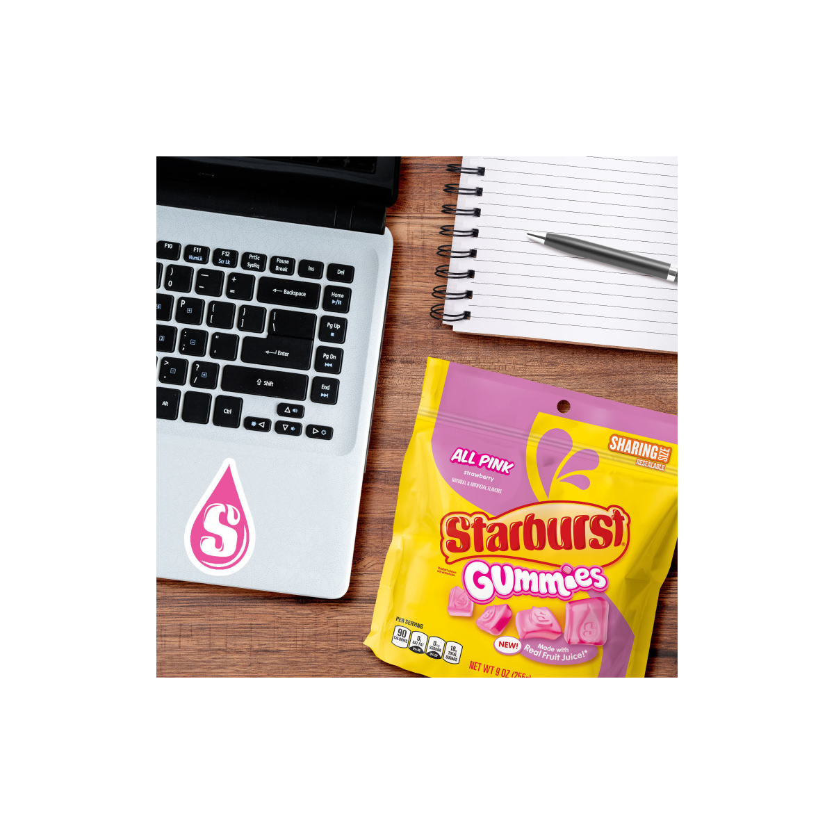 slide 4 of 8, STARBURST Gummies All Pink Gummy Candy, Sharing Size, 9 Oz Resealable Bag, 9 oz