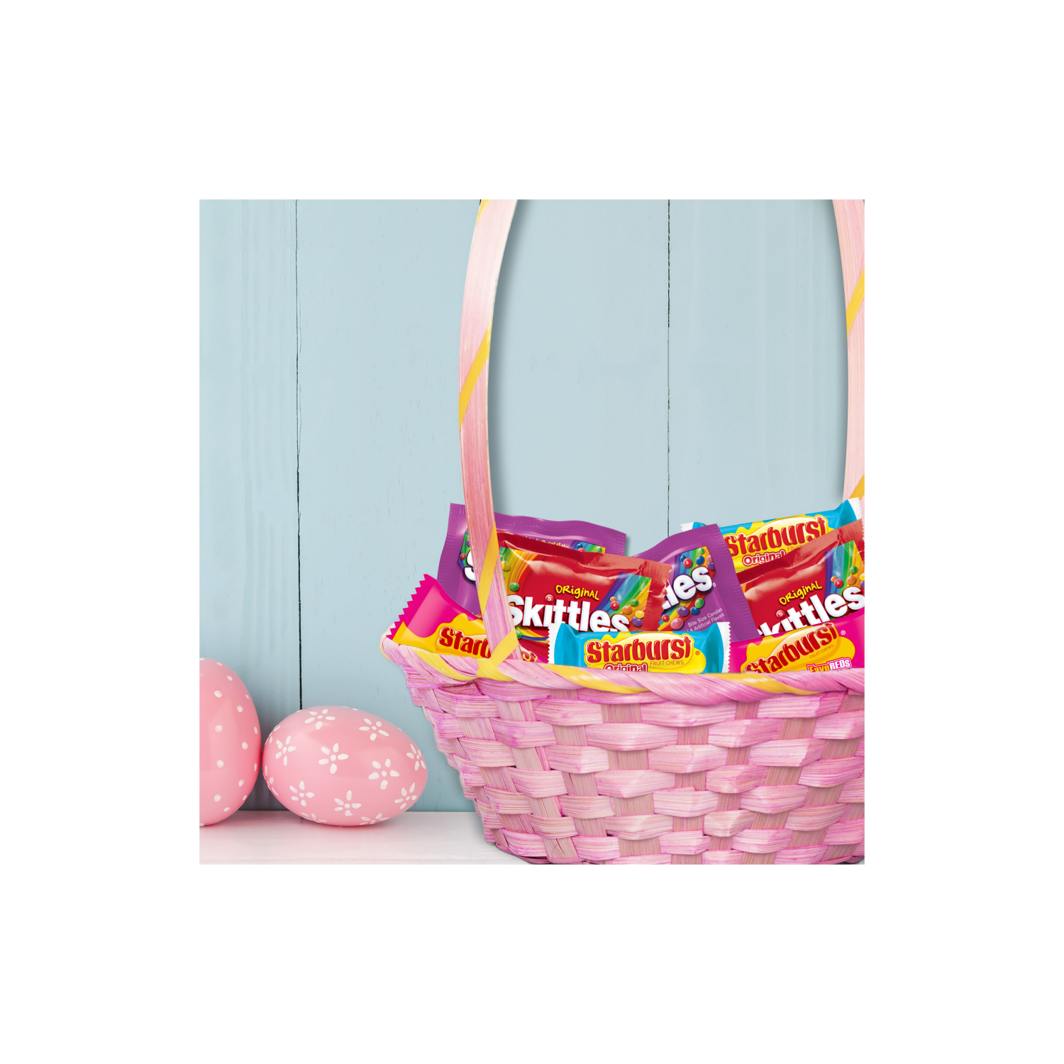 slide 3 of 8, Wrigley Skittles & Starburst Fun Size Chewy Candy Easter Basket Stuffers Variety Pack, 35 ct Bulk Bag, 14.24 oz