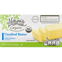 Nature's Promise Organic Unsalted Butter Sticks - 4 ct