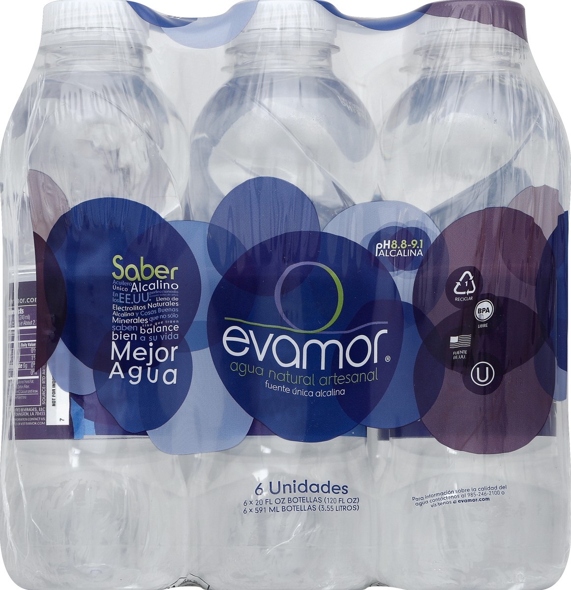 slide 3 of 4, Evamor Products Inc. Evamor Natural Artesian Water 6Ct Bottles, 20 oz