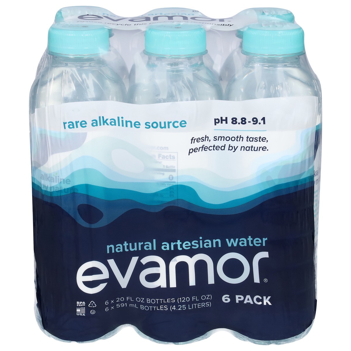 slide 1 of 4, Evamor Products Inc. Evamor Natural Artesian Water 6Ct Bottles, 20 oz