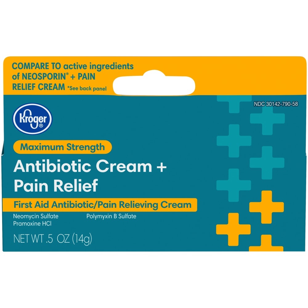 slide 1 of 1, Kroger Antibiotic Cream & Pain Relief, 0.5 oz