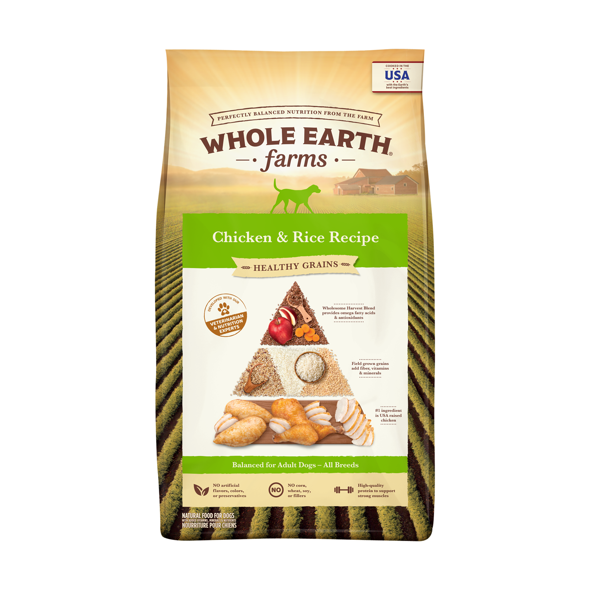 slide 1 of 4, Whole Earth Farms Healthy Grains Dry Dog Food, Chicken and Rice Recipe - 25 lb Bag, 25 lb