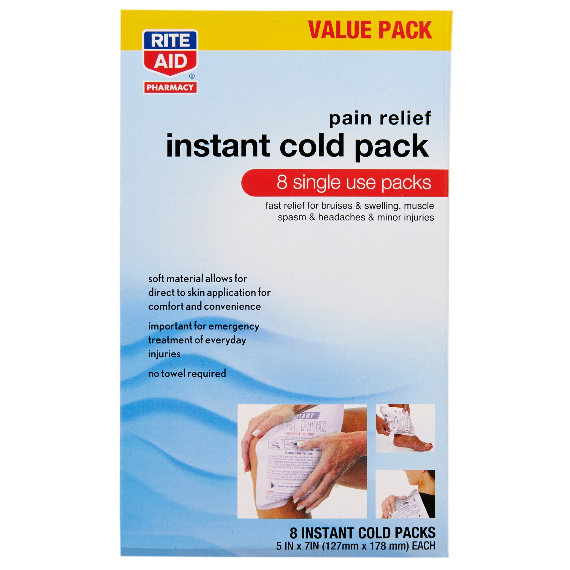 slide 1 of 2, Rite Aid Pain Relief Instant Cold Packs, 8 ct