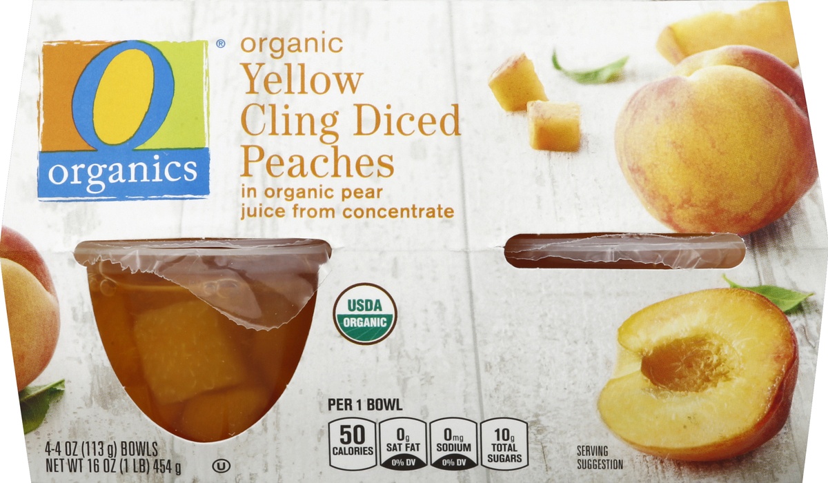 slide 2 of 4, O Orgnc Fruit Cups Peaches Diced In Juic, 