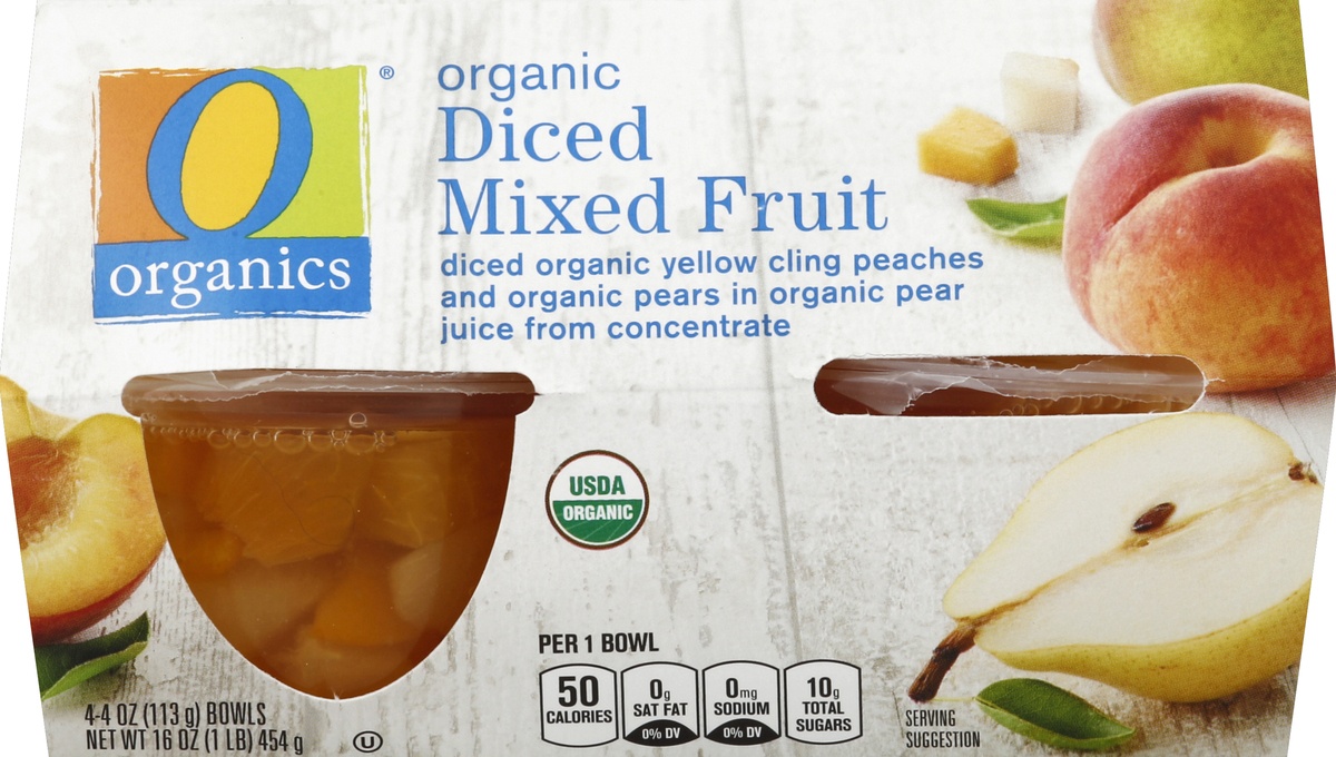 slide 2 of 4, O Organics Organic Mixed Fruit Diced - 4-4 Oz, 