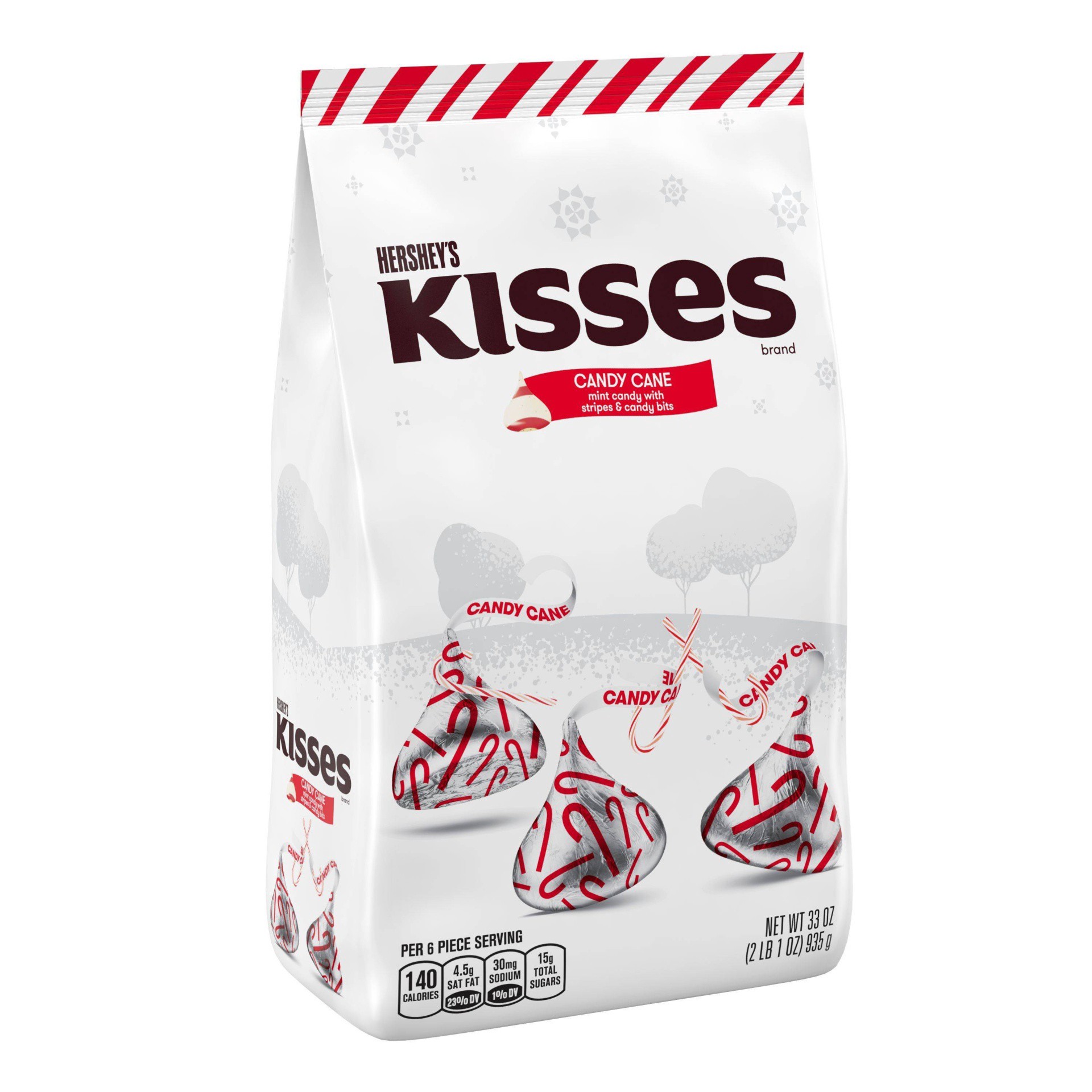 slide 1 of 2, Hershey's Holiday Candy Cane Kisses , 33 oz