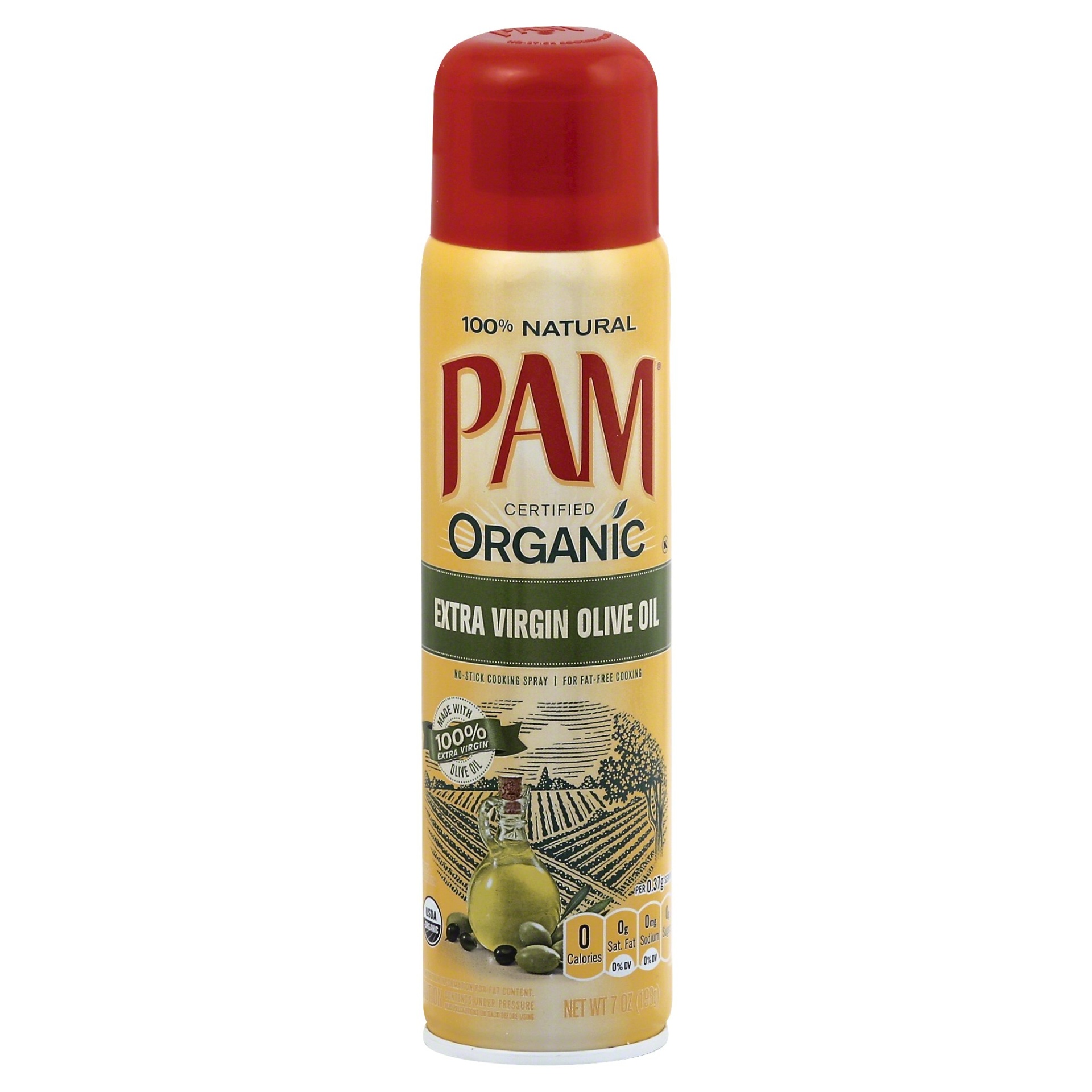 slide 1 of 1, Pam 100% Natural Certified Organic Extra Virgin Olive Oil, 7 oz