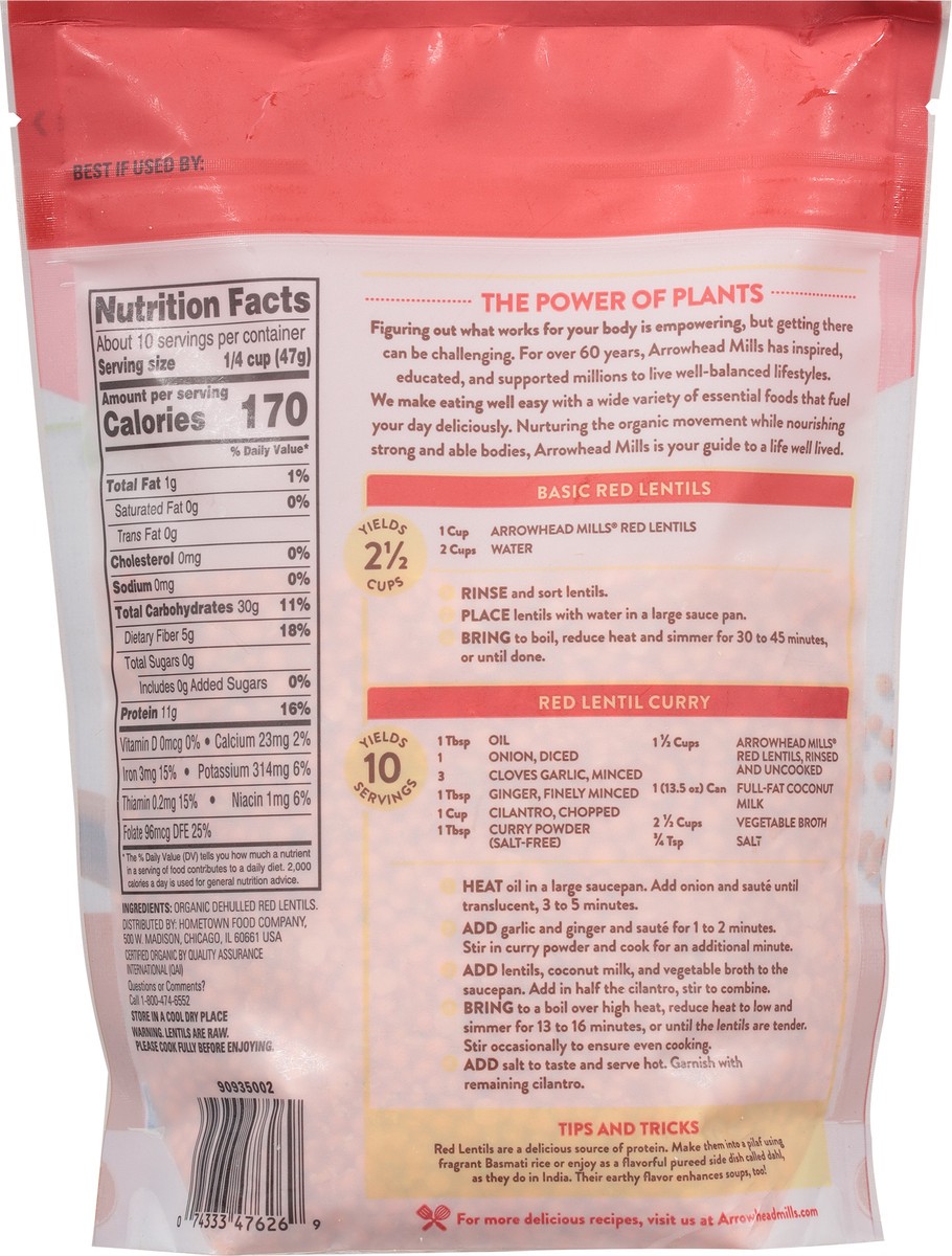 slide 2 of 9, Arrowhead Mills Organic Red Lentils, 16 Oz Bag, 16 oz