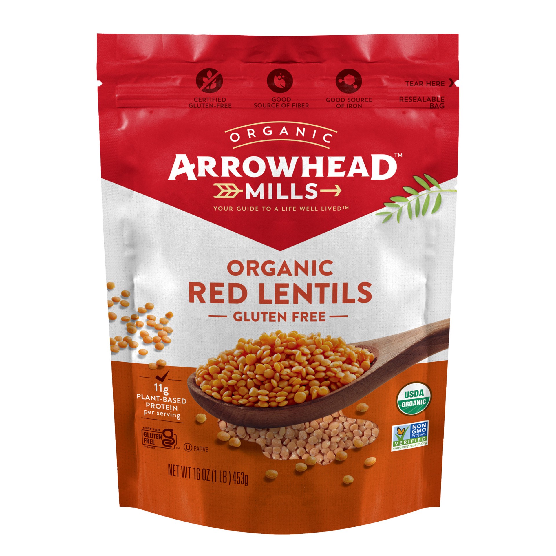 slide 1 of 9, Arrowhead Mills Organic Red Lentils, 16 Oz Bag, 16 oz