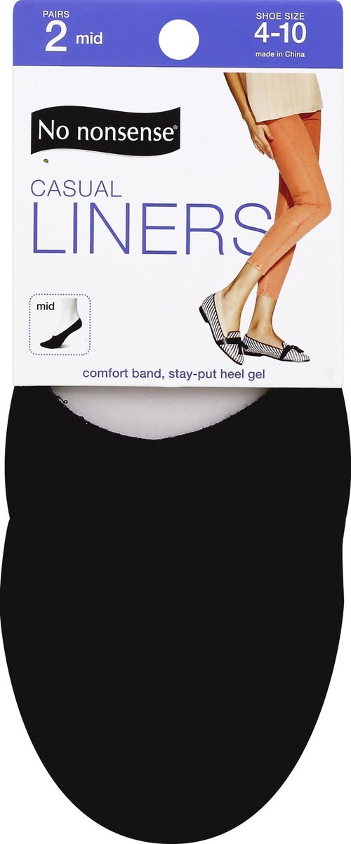 slide 2 of 2, No Nonsense Liners, Casual, Mid, Women's, Black, 2 ct