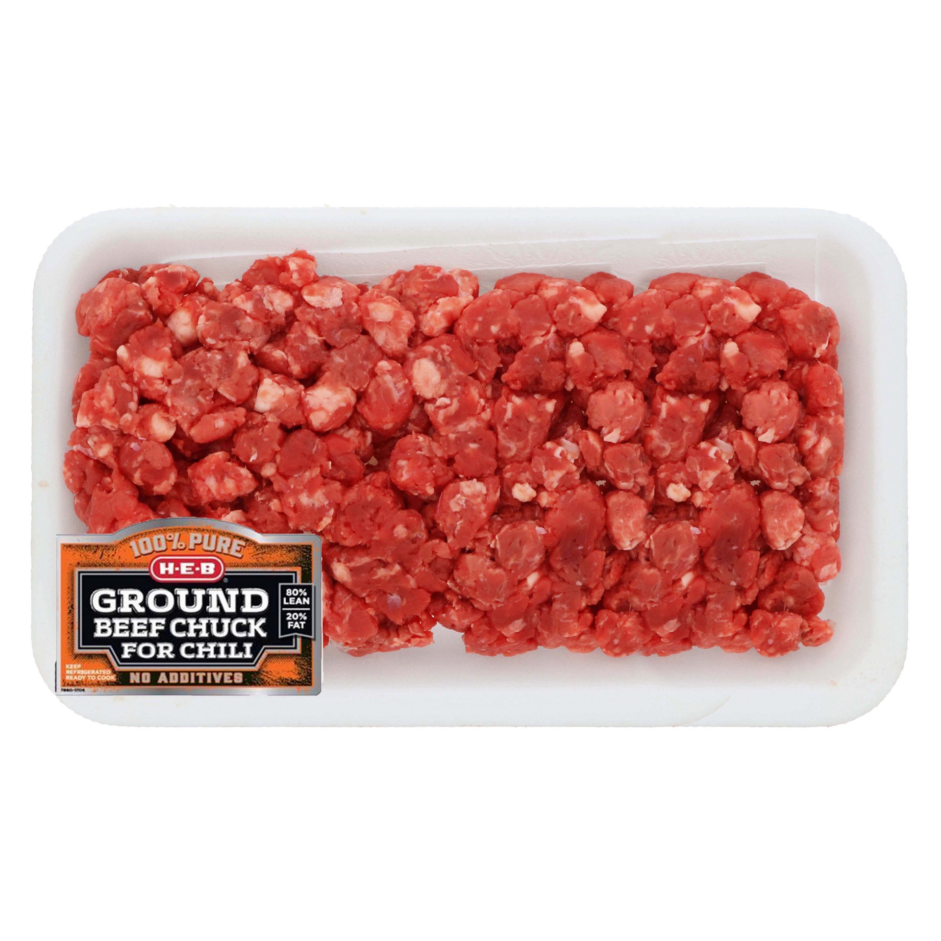 slide 1 of 1, H-E-B 100% Pure Ground Beef Chuck for Chili, 80% Lean - Value Pack, per lb