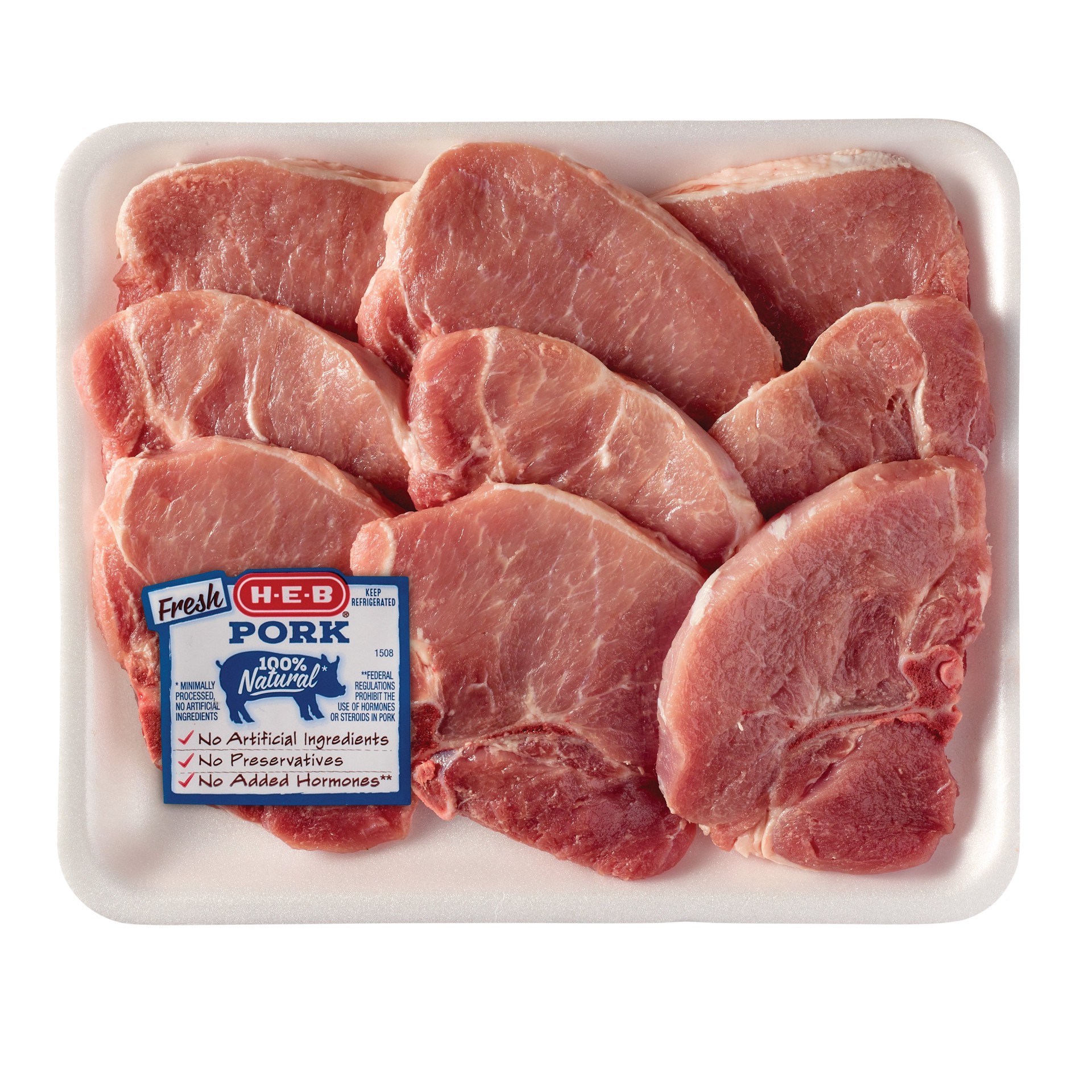 slide 1 of 1, H-E-B Bone-in Center Loin Pork Chops - Value Pack, per lb