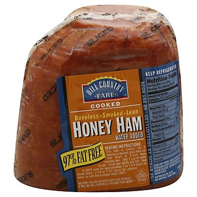 slide 1 of 1, Hill Country Fare Fully Cooked Sliced Boneless Smoked Lean Honey Ham, per lb