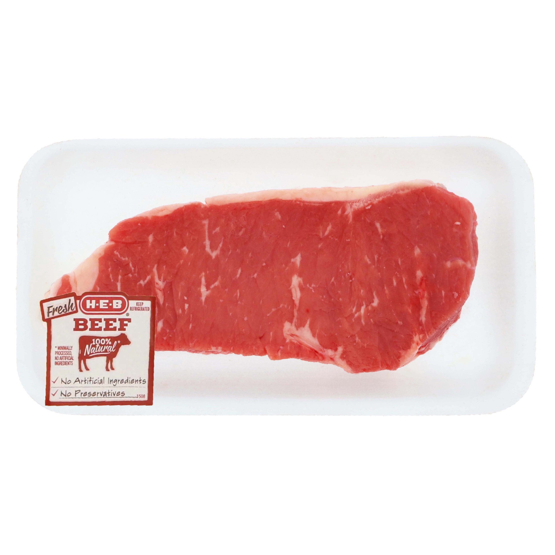 slide 1 of 1, H-E-B Boneless Beef New York Strip Steak, per lb